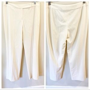 Escada Straight Wide Leg Cream Colored Wool Trousers Size 38 or US Size 8
